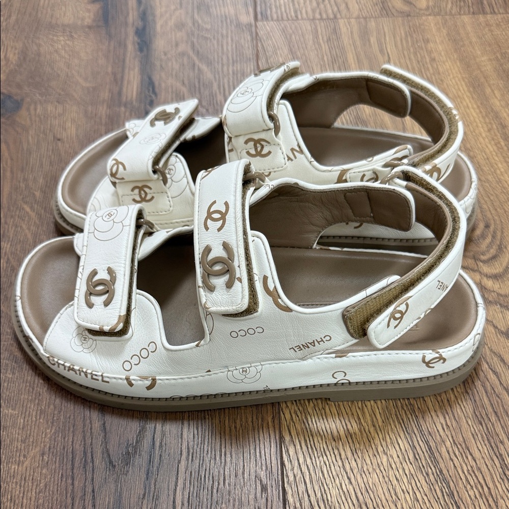 Chanel Dad Sandals - Cream and Brown - Picture 2 of 6
